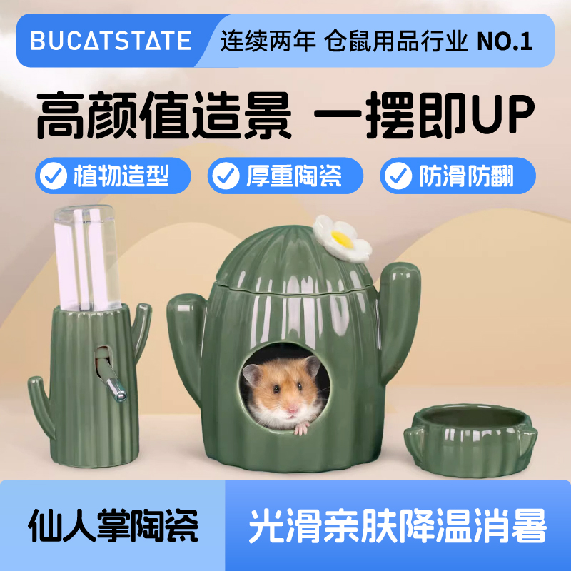 布卡星仙人掌仓鼠陶瓷窝碗金丝熊
