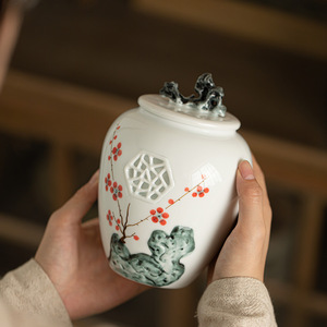 景德镇手绘新中式复古陶瓷茶叶