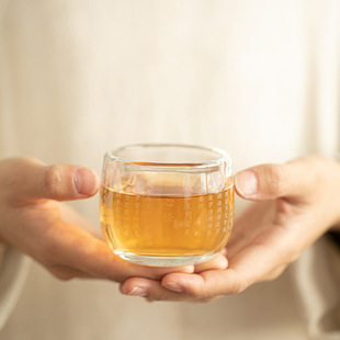 跨境加厚玻璃心经百福茶杯茶具主人杯品茗杯客杯精致喝茶功夫茶杯