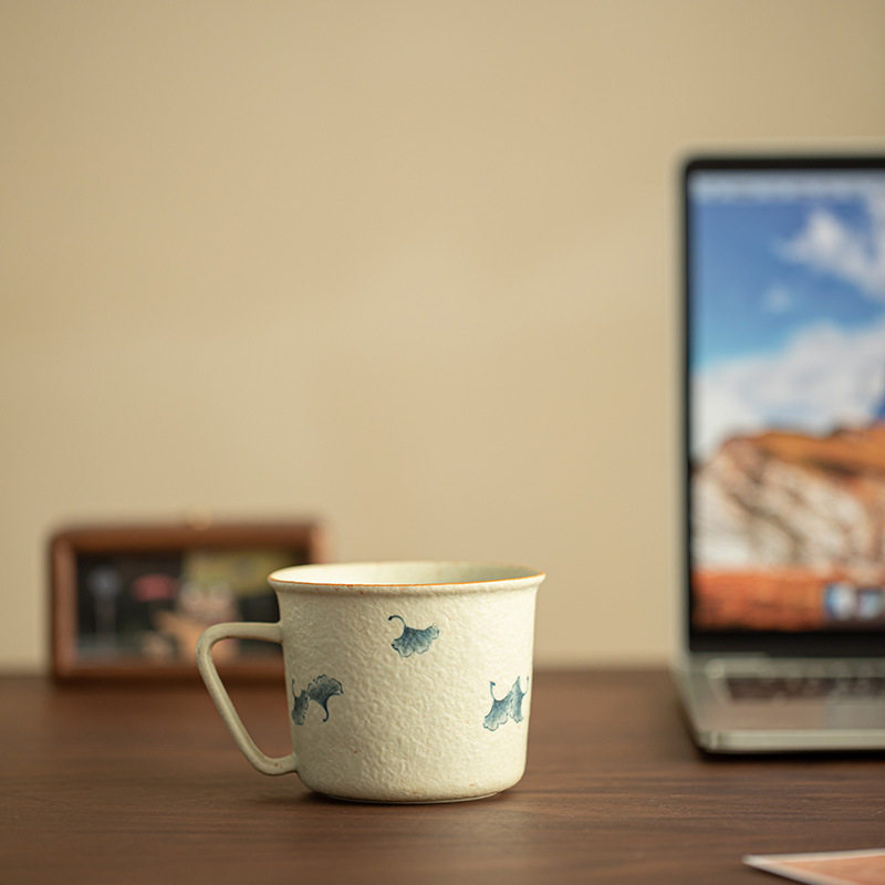 纯手工青花火石红咖啡杯茶杯带