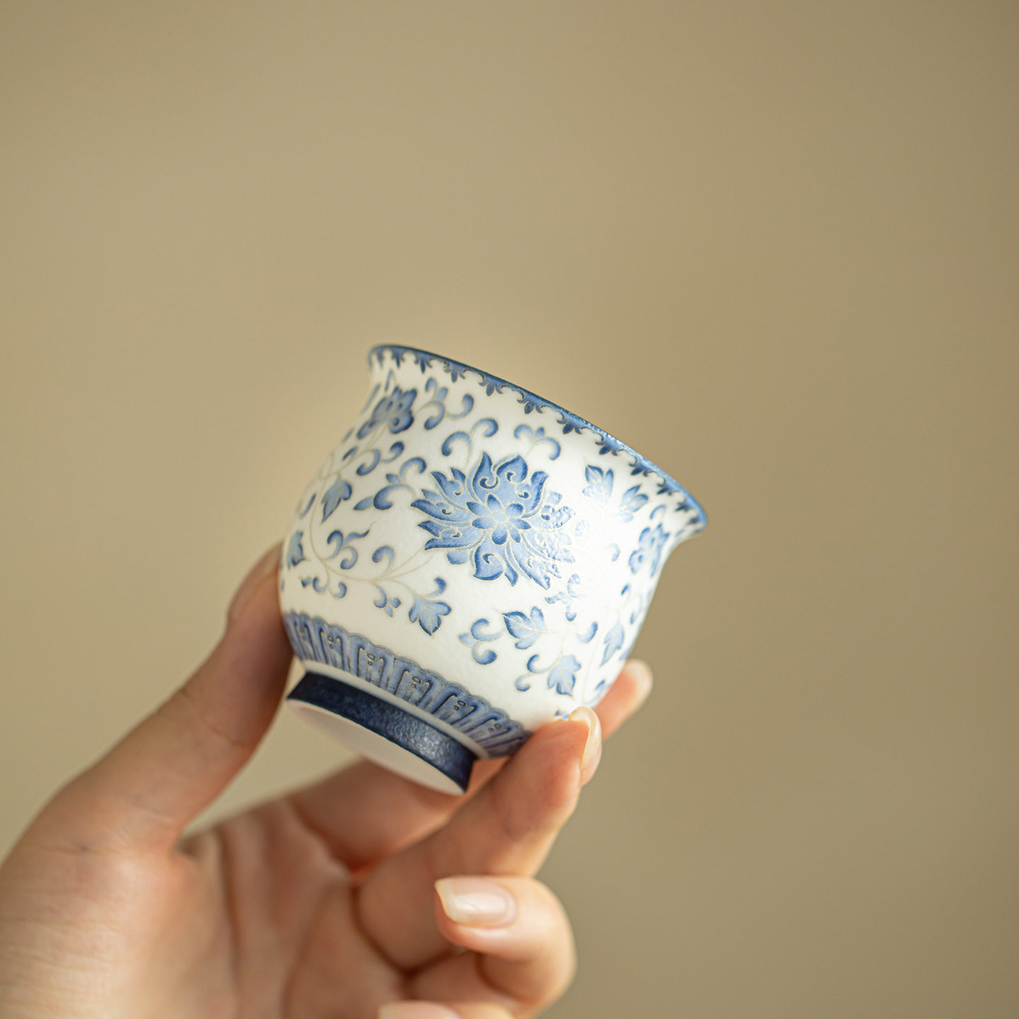 青花秒银缠枝莲茶杯主人杯龙