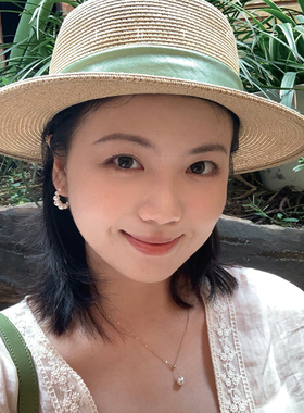 ithree 原创素圈珍珠耳环女自制ins小众温柔气质法式通勤日常百搭