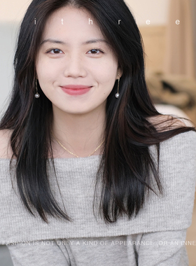 ithree/珍珠耳钉女显脸小美国包金轻奢通勤气质百搭气质时尚耳饰