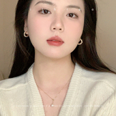 ithree 纯银简约小珍珠耳圈女自制法式 高品质气质感设计感耳饰