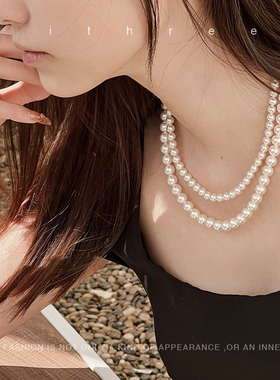 ithree 经典百搭自制纯手工串珠项链女叠戴奥地利珍珠女王节礼物