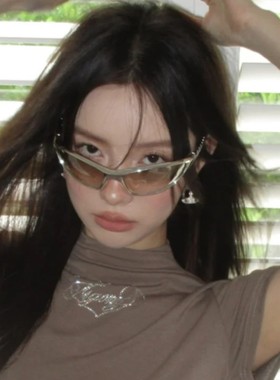 机械少女赛博银色墨镜太阳镜Y2K亚文化千禧风凹照型辣妹眼镜