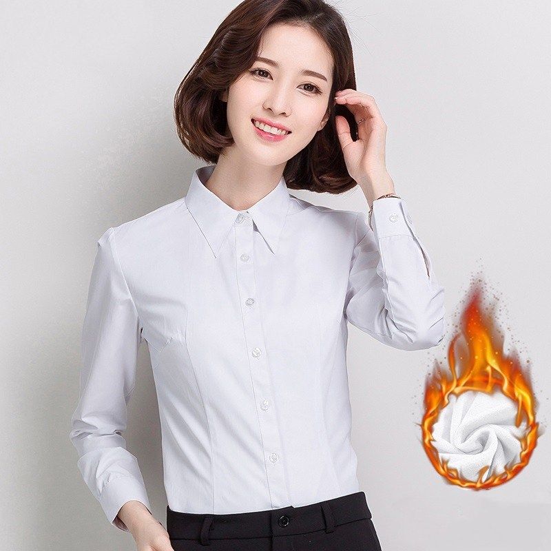 冬裝秋冬款內搭上班族優雅白襯衣加絨加厚女藍色工作韓版商務女性在類目 女裝/女士精品, 襯衫中 - 來自Buy2taobao.com提供專業的淘寶代購服務