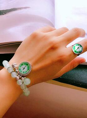 绿度母心咒手串女定制佛像吊坠唐卡坛城手链护持美貌天然玉髓项链