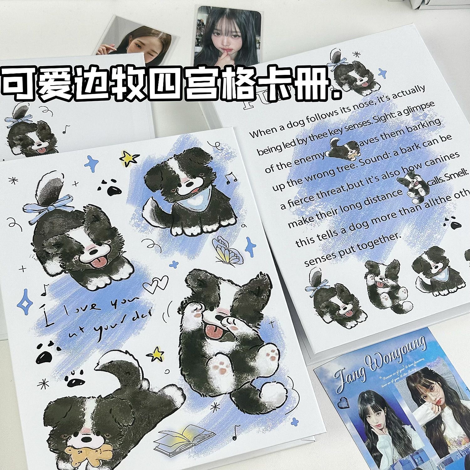 可爱边牧A5卡册活页四宫格高颜值超硬绝美外壳追星卡收纳册