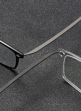 超轻眼镜框男近视透明无螺丝丹麦黄宗泽黑色镜架纯钛复古板材6544