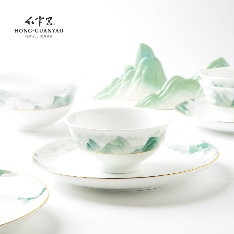 红官窑中式家用碗碟菜盘陶瓷餐具