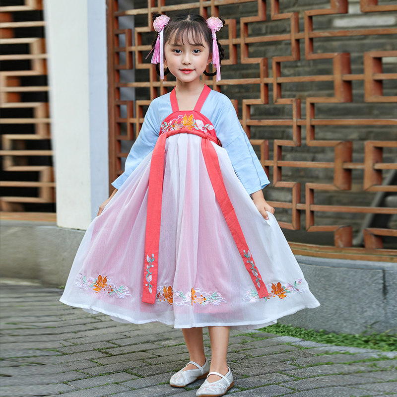 女童汉服连衣裙儿童装公主裙春季2023新款古装春款小女孩裙子春装