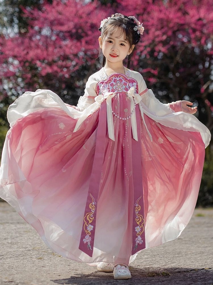 汉服女童春秋儿童古风超仙古装女宝唐装2024新款小女孩连衣裙夏季