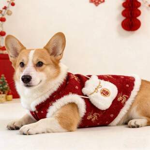 狗狗衣服冬装加厚中国风柯基犬唐装新年复古狗狗棉马甲保暖国风