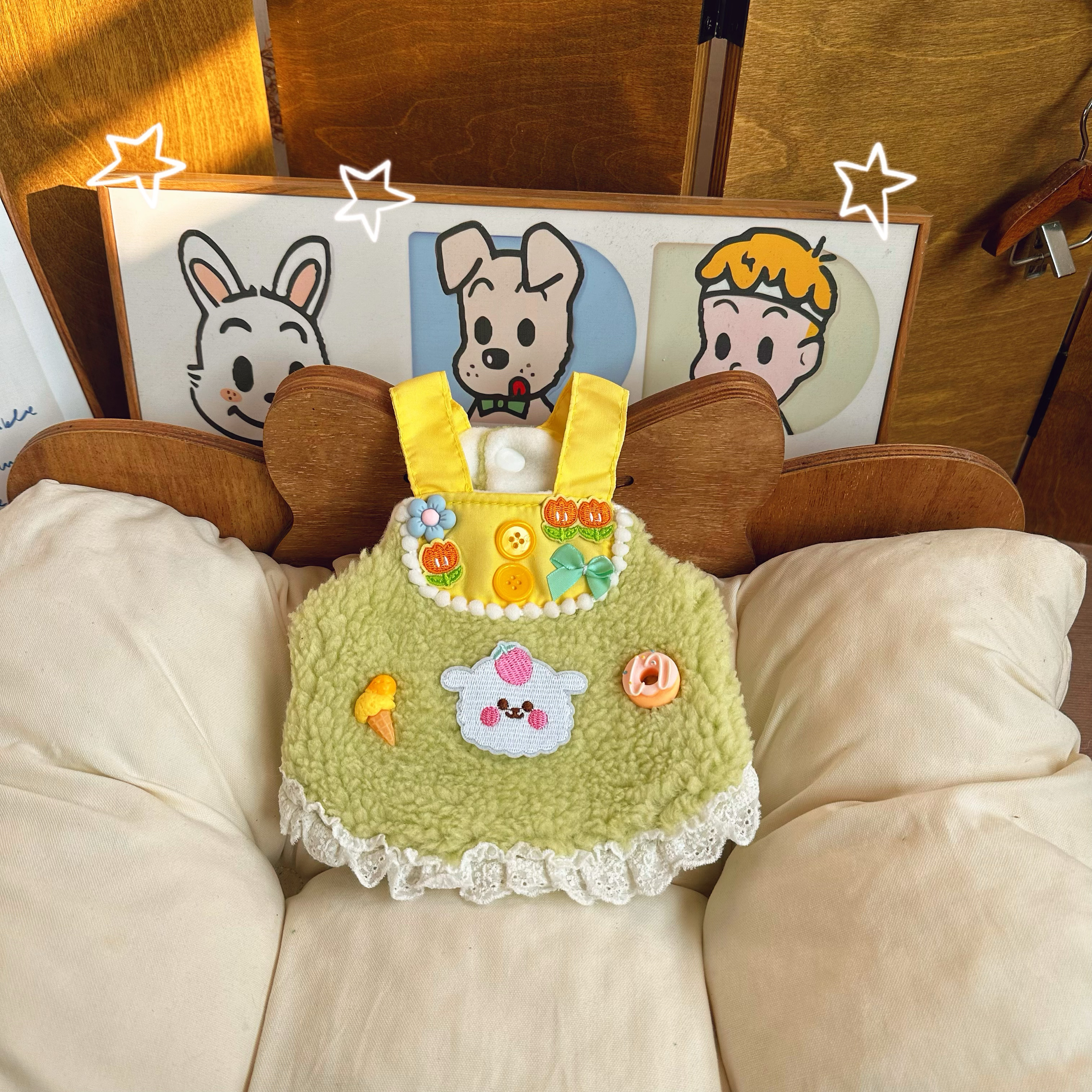 贵宠秋冬绒衣衣服狗狗猫咪秋冬保暖可爱小羊背带泰迪博美小马猫咪