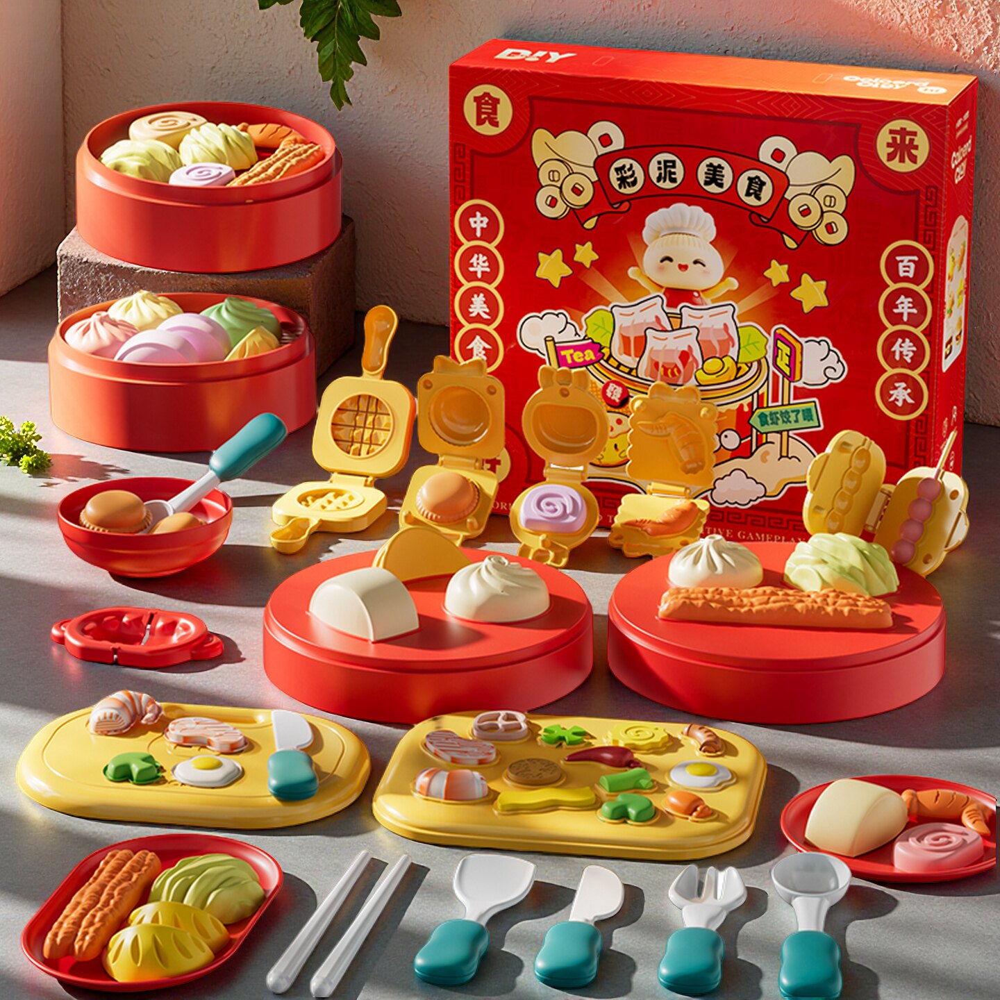 国潮中华美食面粉彩泥玩具