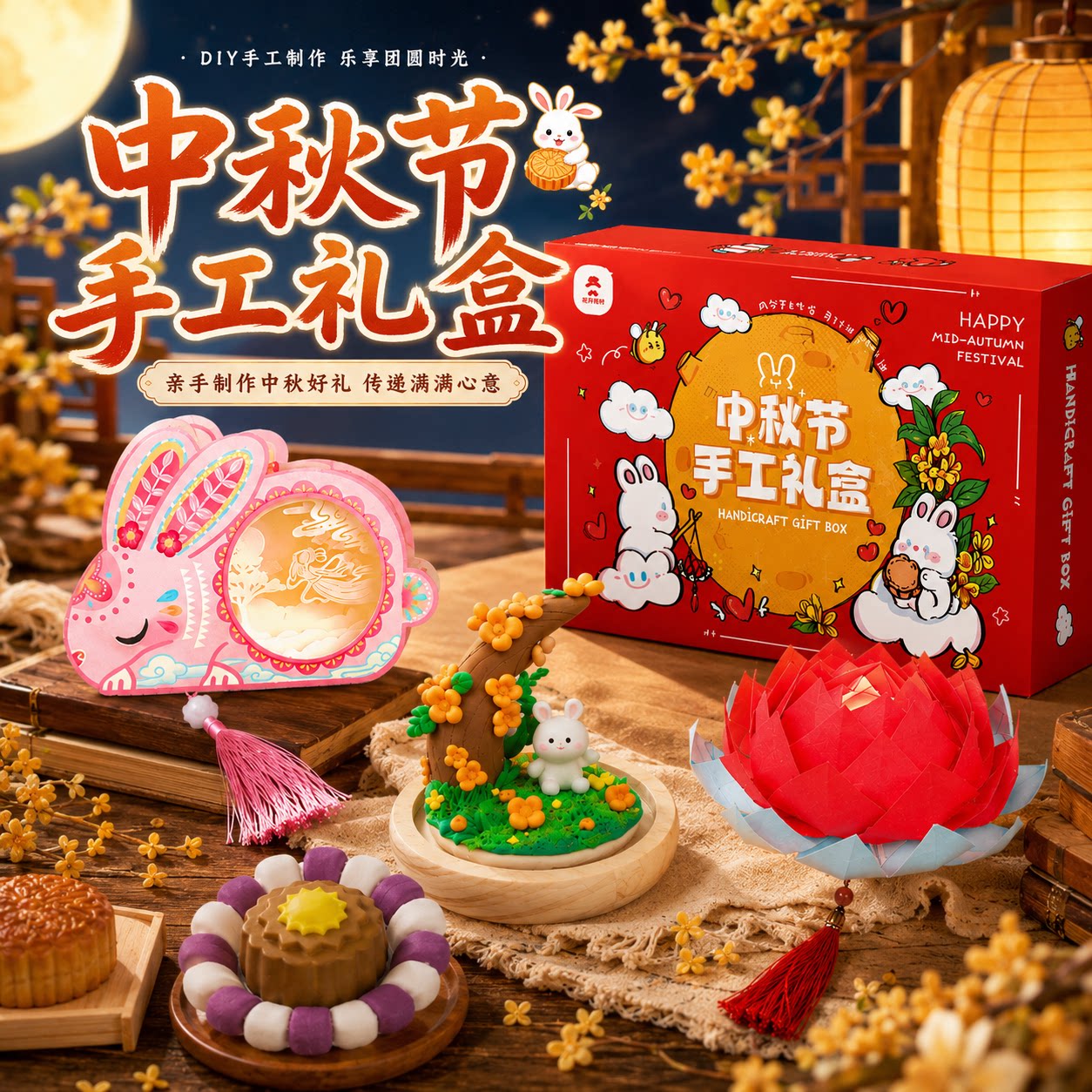 儿童手工diy制作兔子灯笼材料