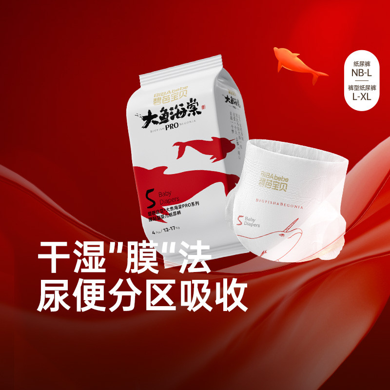 碧芭宝贝  大鱼海棠pro系列纸尿裤裤型纸尿裤NB-XL码便携装4片