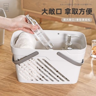 友耐卫生间浴室宿舍洗漱篮沥水沐浴杂物收纳筐子可手提塑料洗澡篮