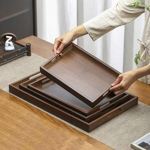 托盘长方形家用日式茶托杯托木质烧烤盘水果盘竹托盘烘焙盘木盘子