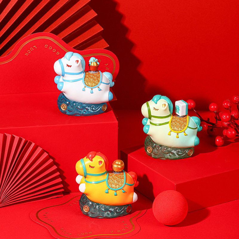 唐三彩小胖马洛阳文创纪念品马形摆件马上有钱博物馆伴手礼物西安