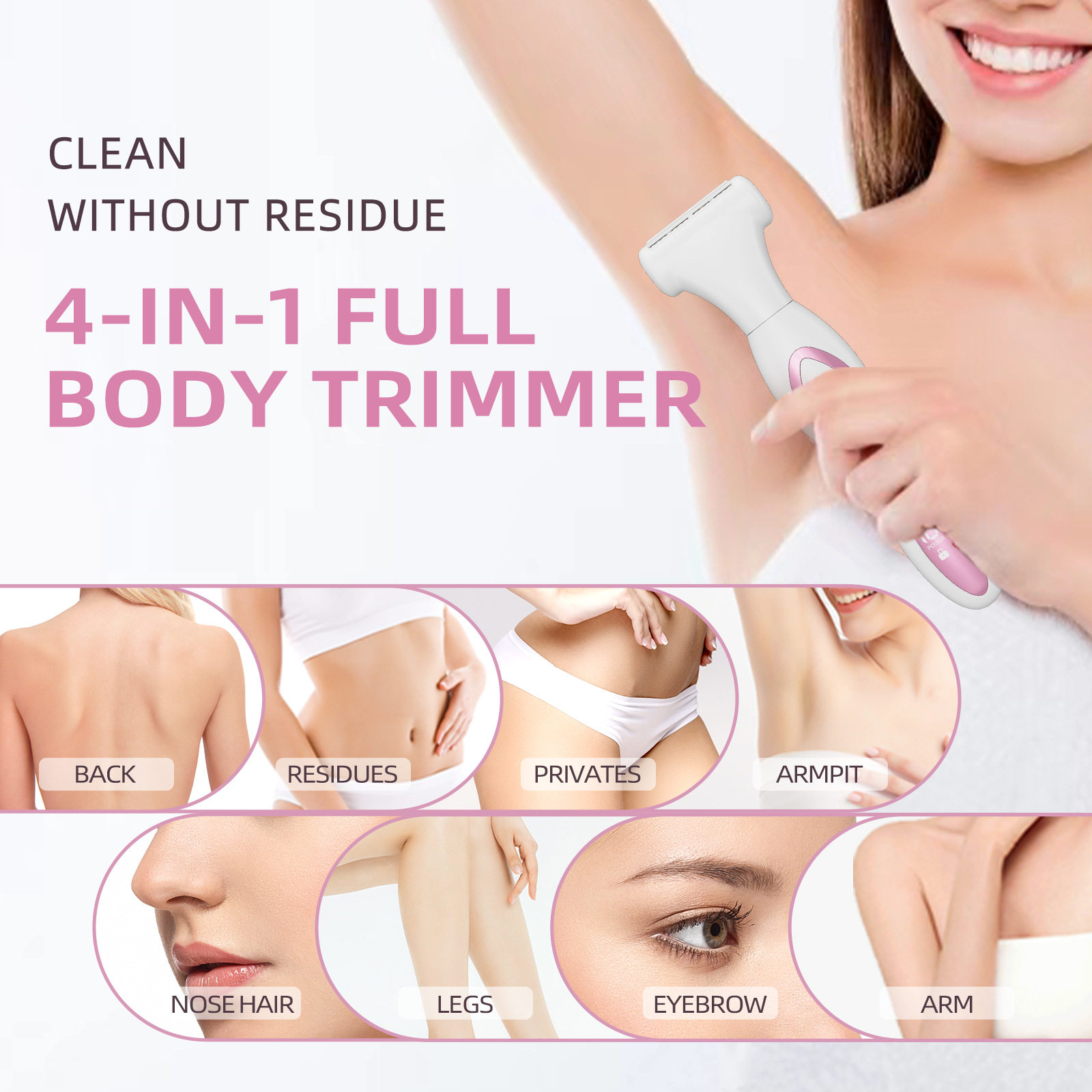 女士私密脱毛修剪器私处全身腿部刮毛刀阴毛腋下电动剃毛器粉色新