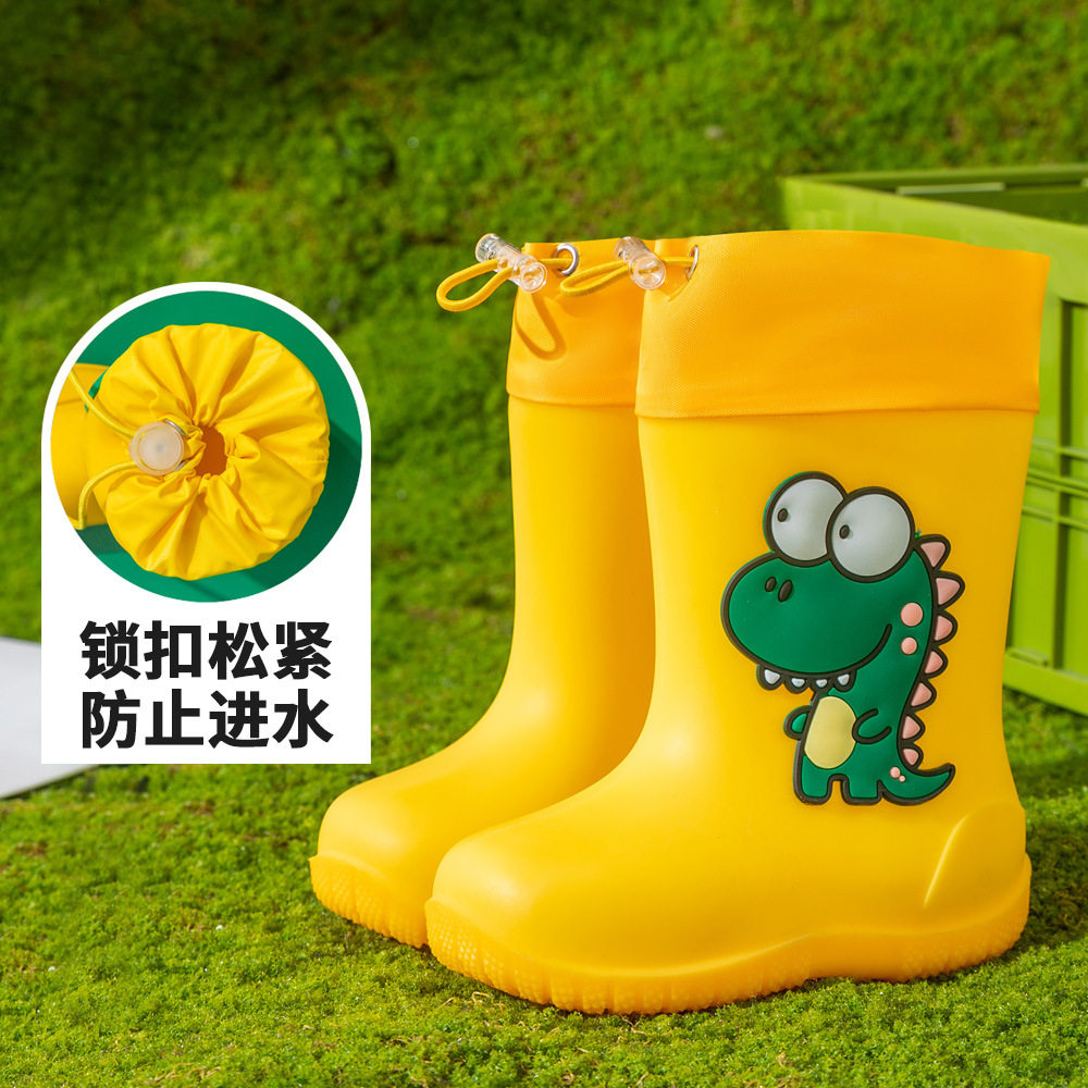 儿童雨鞋男童小学生恐龙水鞋宝宝1-7岁防滑小童卡通雨靴中筒女孩
