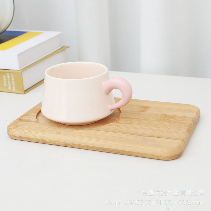 简约马克杯茶杯托 原木色隔热垫咖啡杯杯托 家用桌面木质杯垫