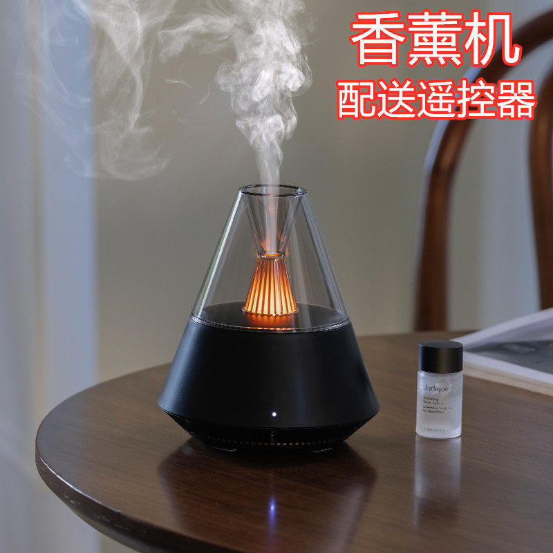 j33香薰机办公桌面家用卧室精油氛围灯仿真l加湿器带遥控器