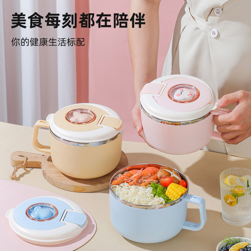304不锈钢小学生女孩一年级食堂打饭碗饭缸饭盆儿童上学专用 饭盒