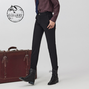 黑色紧身针织高腰小脚裤 迪哈利2023冬新款 DH234L96715D HARRY