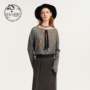 HARRY 长袖 迪哈利秋新款 百搭绿色花版 单衣DH243R97586D 时尚