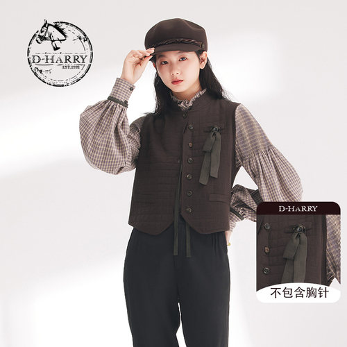 D-HARRY/迪哈利2024春季新款复古通勤百搭毛织马甲DH241C96893D