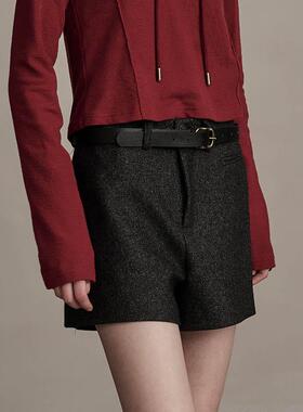 D-HARRY/迪哈利2024冬新款百搭休闲黑色杂纱A字短裤DH244L97750D