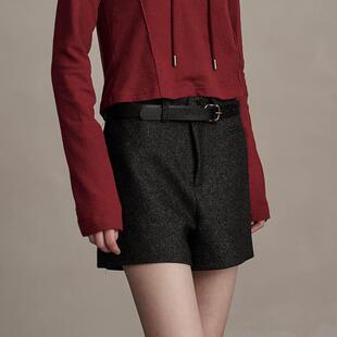 百搭休闲黑色杂纱A字短裤 迪哈利2024冬新款 DH244L97750D HARRY
