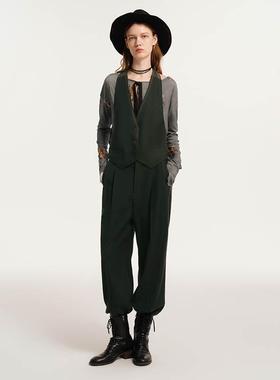 D-HARRY/迪哈利秋新款时尚深绿色背带马甲连体裤DH243L97591D