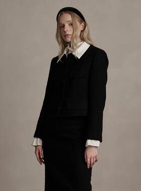 D-HARRY/迪哈利2024冬季新款可拆卸领子黑色短款外套DH244A97896D