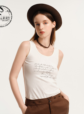 D-HARRY/迪哈利秋新款百搭白色字母刺绣吊带背心DH243S97377D