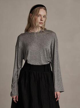 D-HARRY/迪哈利2024冬新款宽松百搭灰色长袖针织T恤DH244B97917D