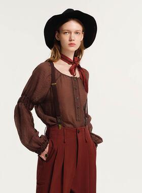 D-HARRY/迪哈利秋季新款休闲圆领咖啡色长袖单衣DH243R97579D