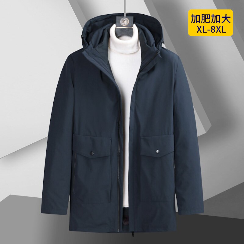 冬季加厚加大码男士可脱卸内胆羽绒服特大号宽松中长款两件套外套