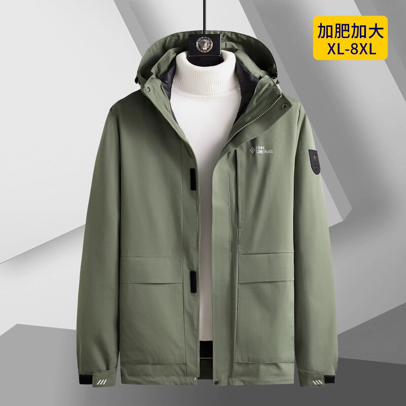 可脱卸内胆羽绒服两件套户外加肥加大码保暖上衣男胖子肥佬秋冬季