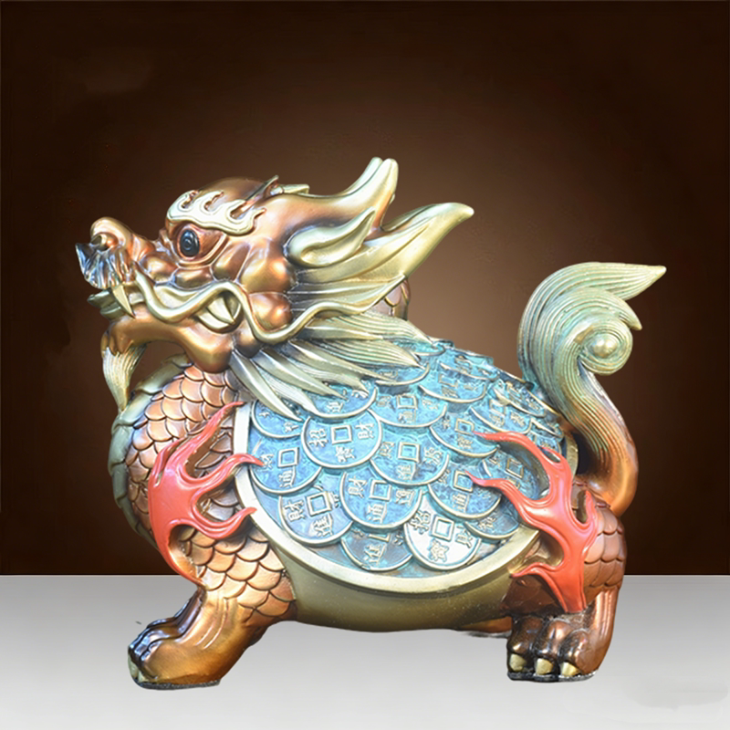 纯黄铜龙龟摆件铜龙头龟八卦龙龟金钱龟办公室客厅家居摆件工艺品