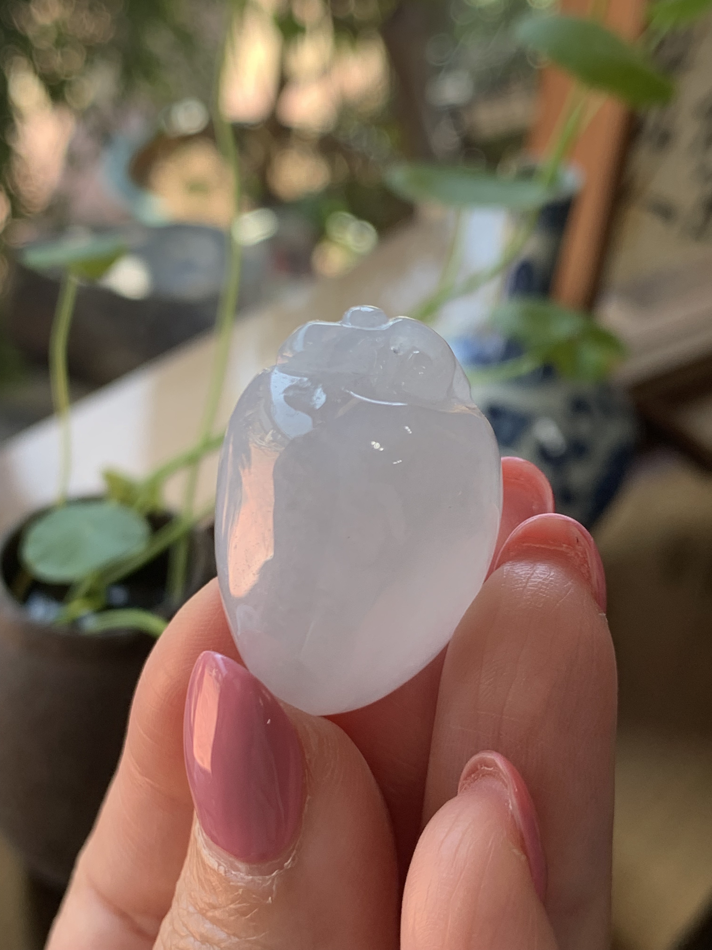 老坑冰糯种缅甸翡翠桃子吊坠保真