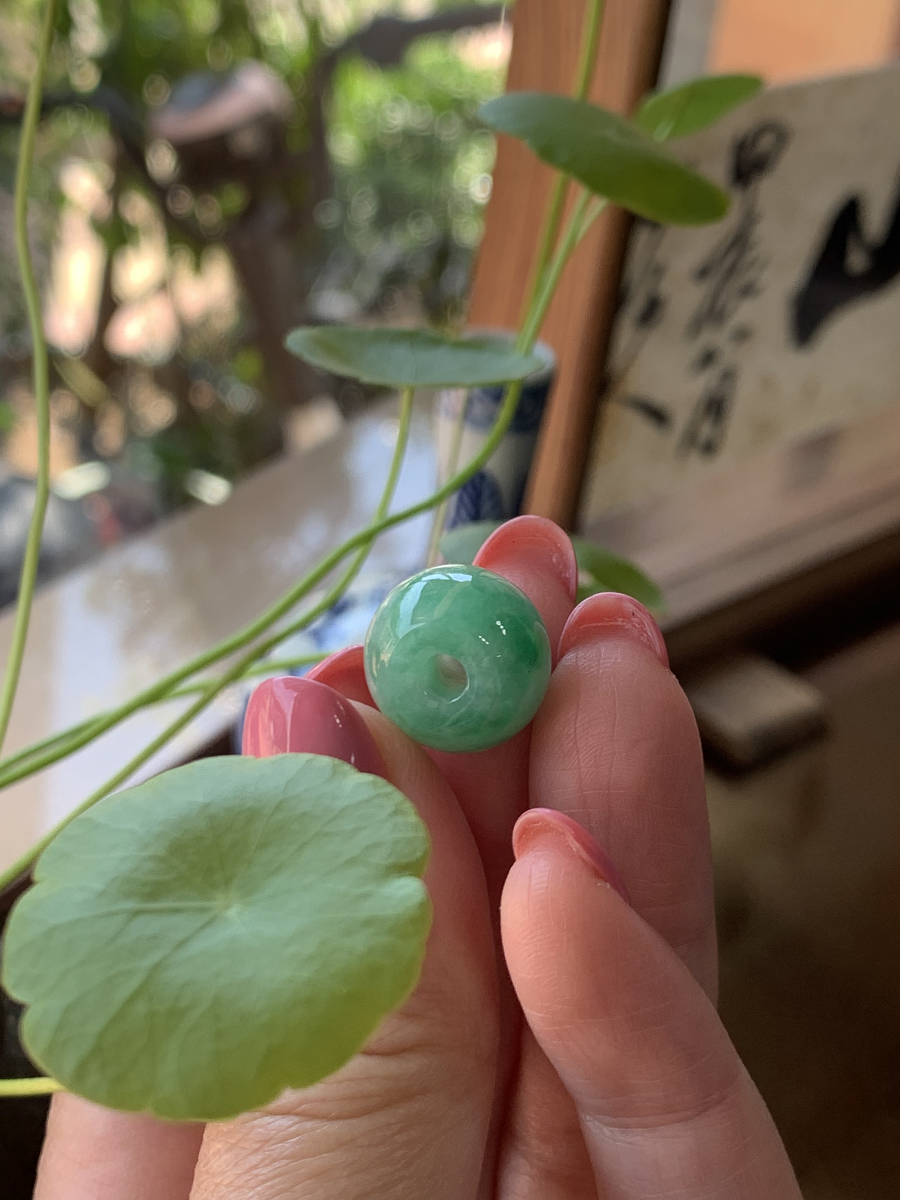 冰糯种天然a翡翠路路通珠子玉坠