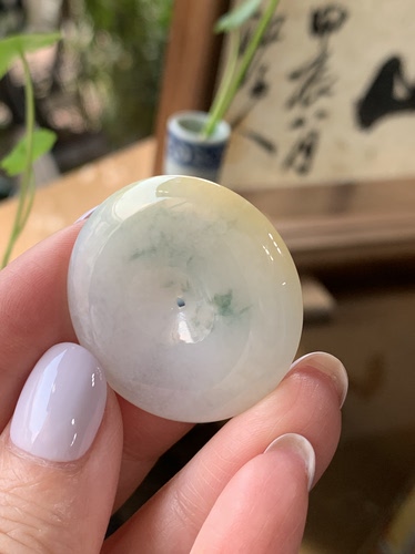 老坑翡翠缅甸玉冰种飘花绿翡平安扣翡翠挂件吊坠男女款送礼