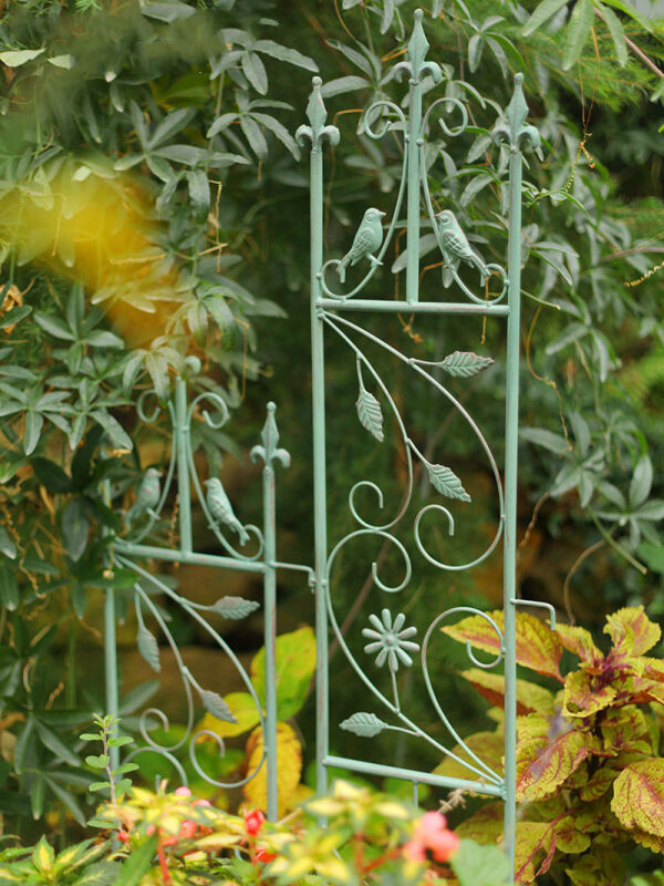 欧式做旧铁艺爬藤架子花支架户外庭院植物攀爬花盆小栅栏花架，H|