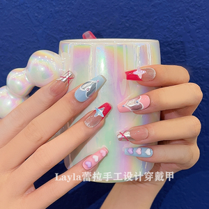 芭比| 糖果色手作穿戴甲甜酷高级感小众网红爆款2023年新款中长款