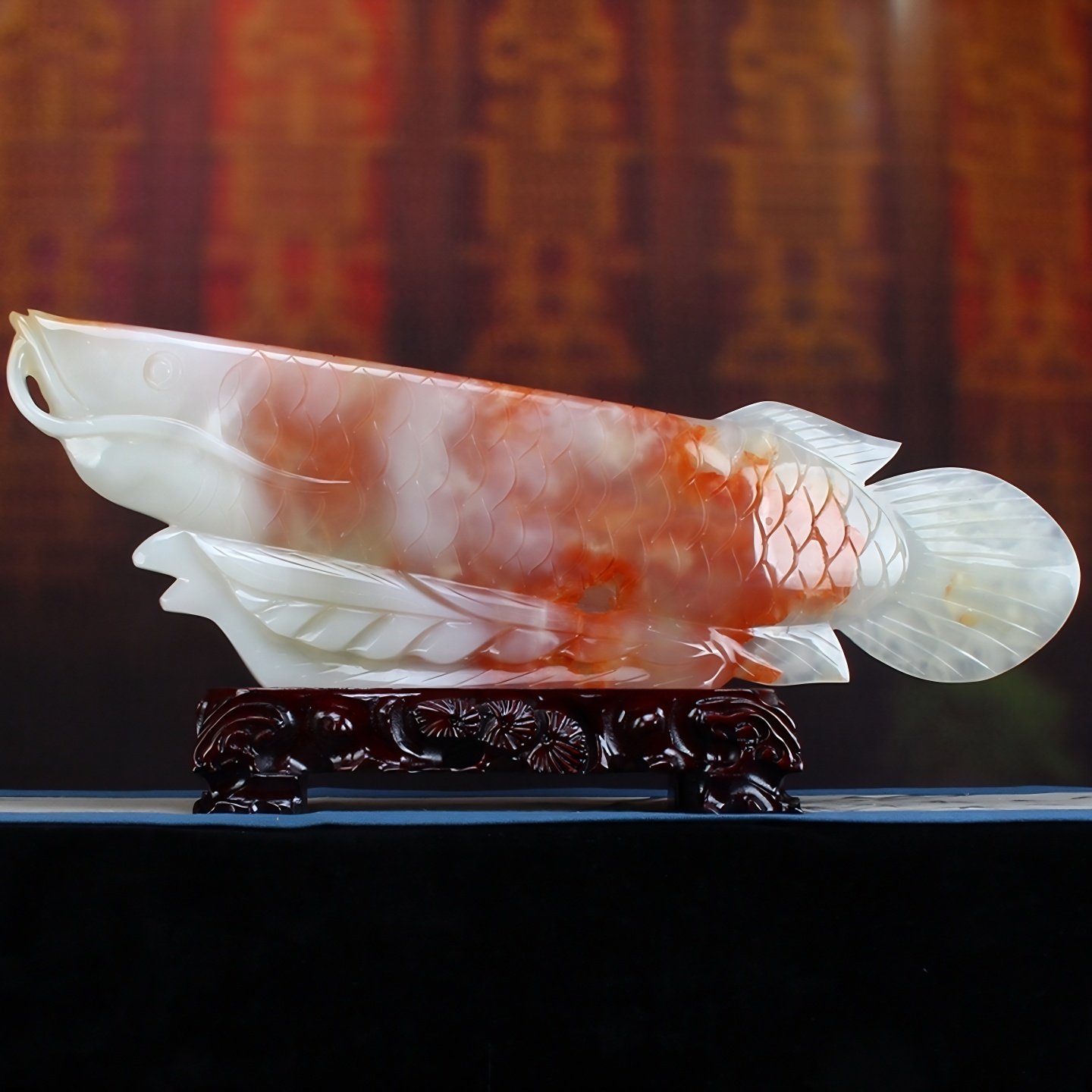 阿富汗红花冰玉石摆件玉器玄关