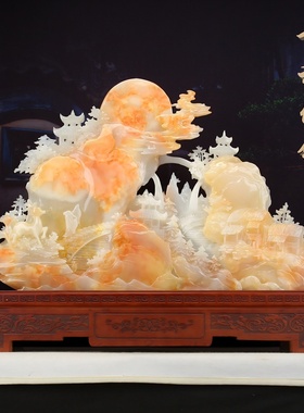 天然玉石雕刻山水摆件开业庆典